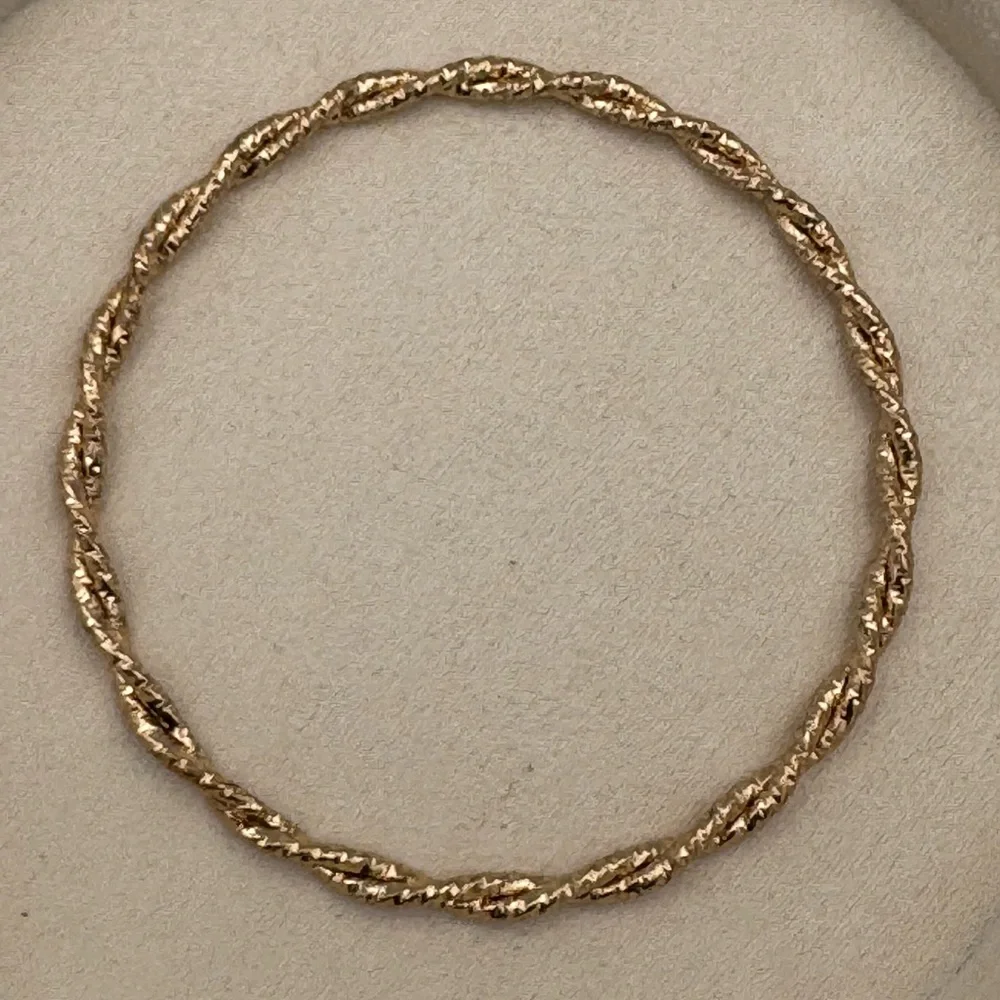 Vintage Gold Tone Nugget Twist Bangle Bracelet‎ Textured Rope Design Stacking
